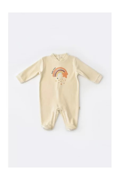 BabyCosy Rainbow Jumpsuit with Long Sleeves and Booties - Cream (BabyCosy, Size: 3-6 Months)