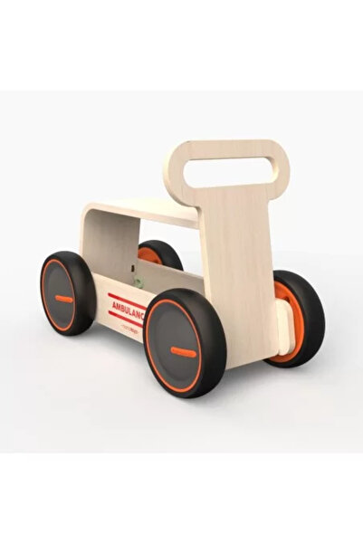 MAMATOYZ Ride-on Toy, Walker, and Toy Stroller DriveMe Wood Ambulance - 3-in-1 Wooden Toy