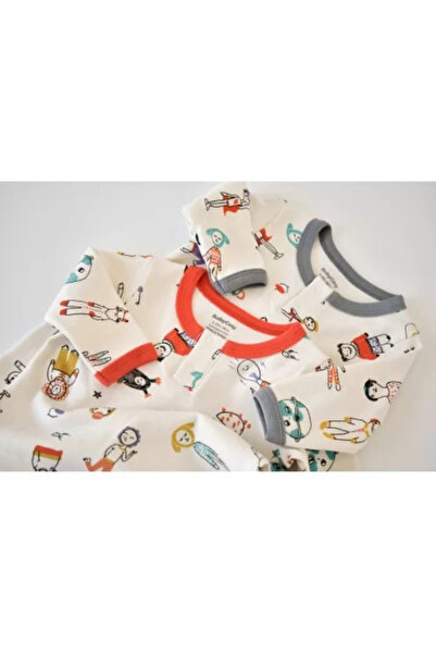 BabyCosy Set of 2 long sleeve jumpsuits and long pants - 100% cotton - Red and Grey, (M)