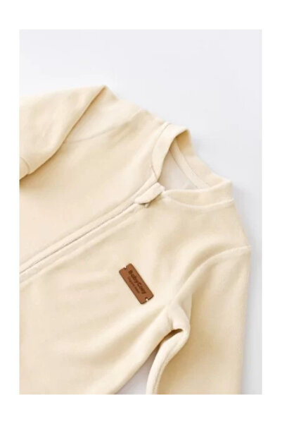BabyCosy Long-sleeved jumpsuit with zipper, 80% cotton and 20% polyester - Cream, (Size: 9-1