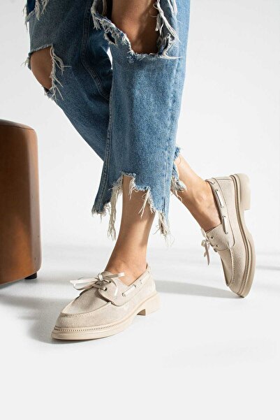 Yula Fashion Shoes Camelia Kadın Günlük Loafer Bej Süet