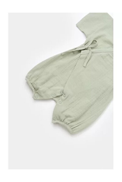 BabyCosy Salopeta petrecuta din muselina, BabyCosy, 100% bumbac , Verde