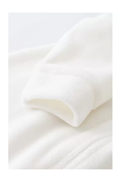 BabyCosy Long sleeve jumpsuit with zipper made of 80% cotton and 20% polyester - Ecru