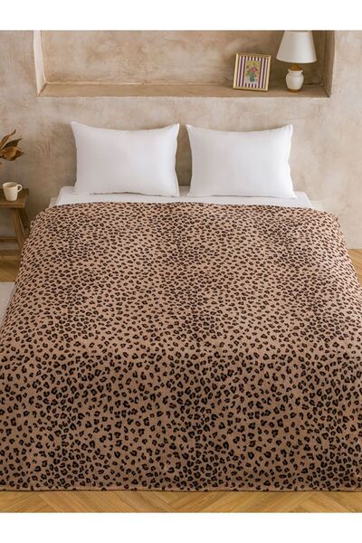 LC Waikiki Lcw Home Leopard Patterned Double Blanket