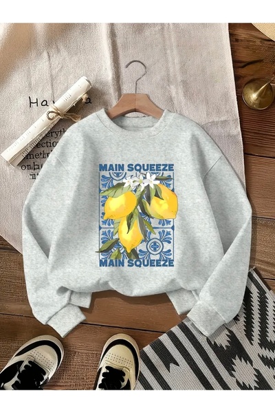 FUFLUNS Main Souze Lemon Printed Oversized Unisex Women/Men Crew Neck Sweatshirt