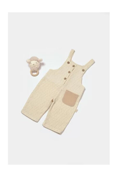 BabyCosy Salopeta cu bretele si buzunar, 100% bumbac - Stone,