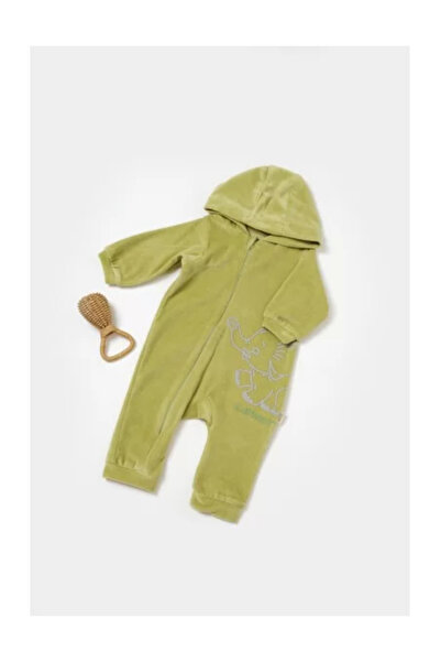 BabyCosy Overal s dlouhým rukávem a kapucí se slonem - zelený (velikost: 12-1...