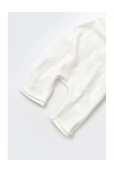 BabyCosy Velvet jumpsuit with suspenders made of 80% cotton and 20% polyester - Ecru