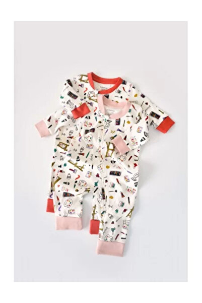 BabyCosy Set 2 salopetele cu maneca lunga si pantaloni lungi cu fermoar - 100...