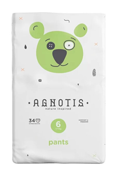 agnotis Scutece hipoalergenice tip „pull-up”, mărimea 6, 17+ kg, 34 bucăți