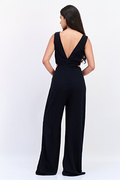 Koton Ole x Women Solid Sleeveless Cut-Out Detail Jumpsuit, Black