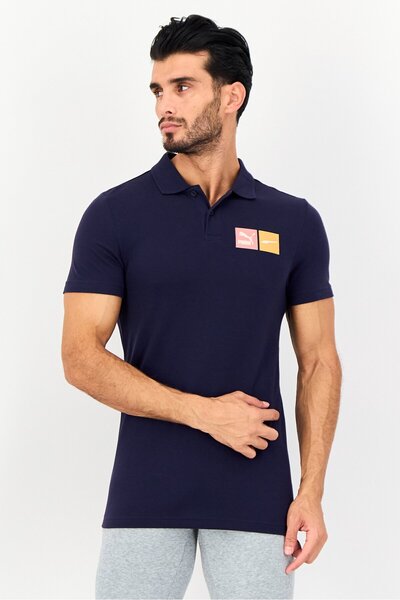 Puma Men Slim Fit Short Sleeve Outdoor Polo Shirt, Navy Blue