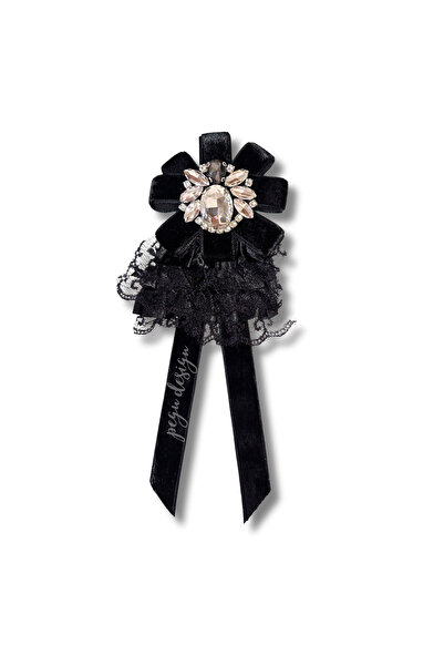 pegu baby collection SHİNE SERİ SİYAH KURDELE BROŞ,OKUL İŞ , GÖMLEK CEKET YAK...