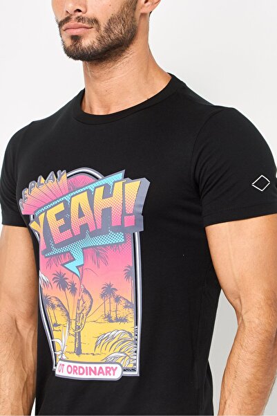 Replay Men Crew Neck Short Sleeve Graphic Print T-Shirt, Black
