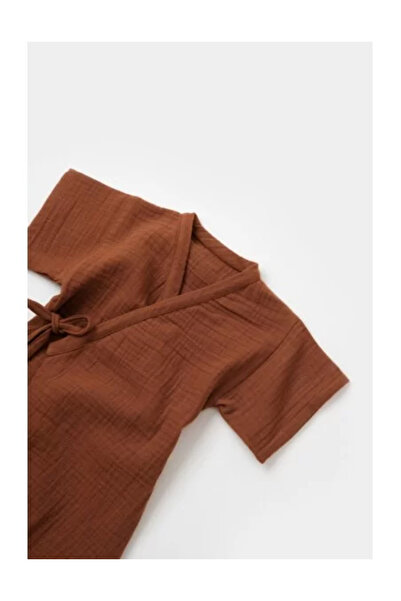 BabyCosy Muslin Wrap Jumpsuit, BabyCosy, 100% Cotton, Caramel (Size: 18-24 Months)