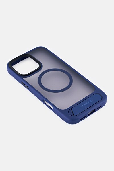 Levelo iPhone 16 Pro Max Matteo With Bottom Stand Phone Case, Navy