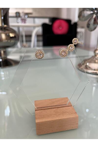 Asteria Jewelry Mess Earrings - Single Stone Earrings with Three Rows of Stones and Cartilage Detail