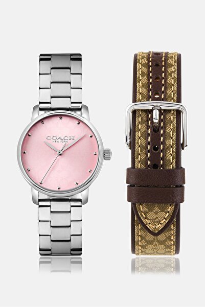Coach Women 14000088 Stainless Steel Analog Watch 34 mm, Silver