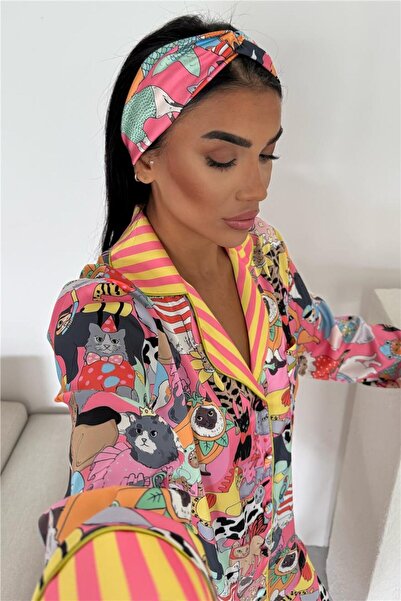 COCCOLARSI Viaggio Creativo Saten Uzun Pijama Takımı VCK0313