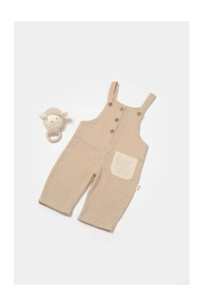 BabyCosy Salopeta cu bretele si buzunar, 100% bumbac - Apricot,