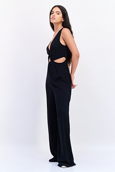 Koton Ole x Women Solid Sleeveless Cut-Out Detail Jumpsuit, Black