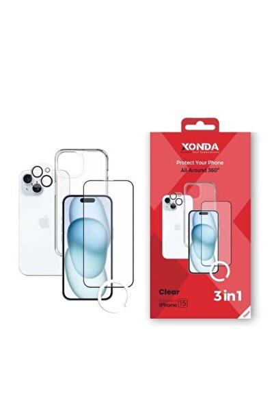 zondoor مجموعة حماية زوندا 3 في 1 لهاتف iPhone 15 شفافة
