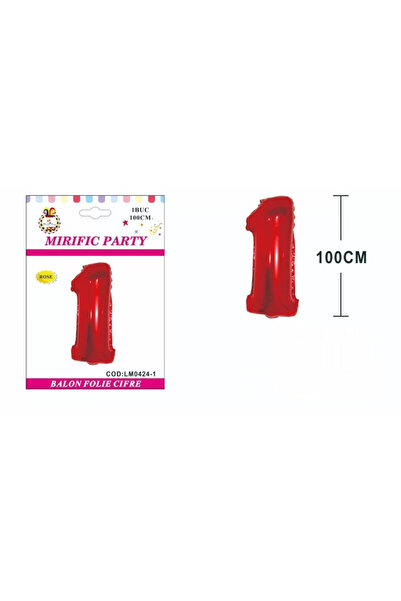 Mirific Party Red Metallic Foil Balloon, Mirific Party, Number 1, 100 cm