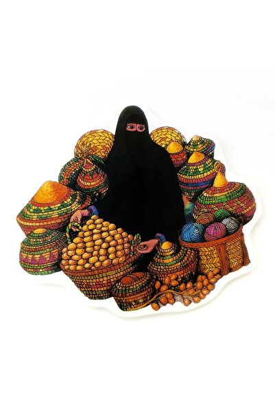 saudi scenes Lady Basket Souq Fridge Magnet