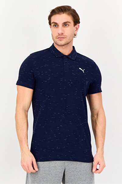 Puma One8 Men Slim Fit Brand Logo Short Sleeves Outdoor Polo Shirt, Navy