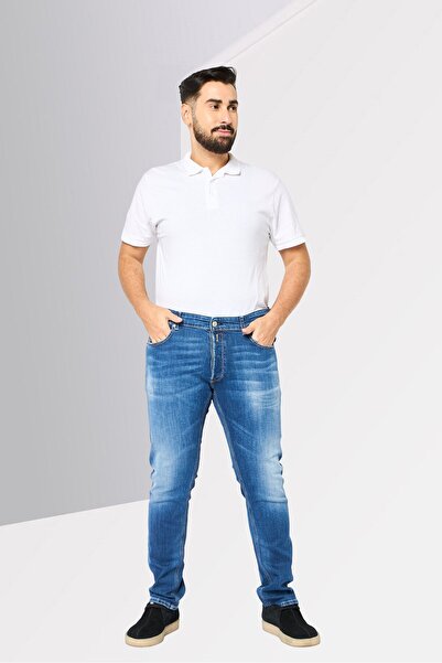 Replay Men Slim Fit Washed Stretchable Jeans, Medium Blue
