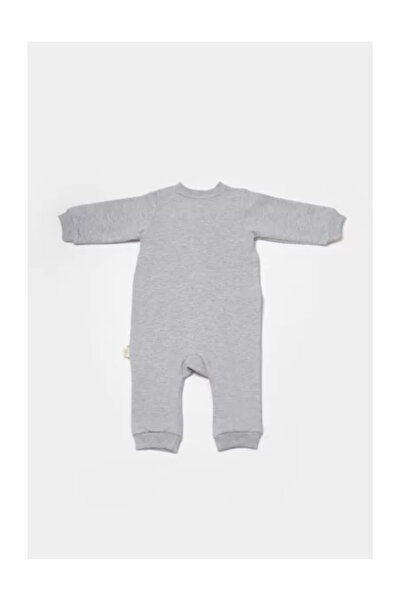 BabyCosy Long-Sleeve Baby Jumpsuit with Zipper, Two Thread Fabric, BabyCosy, 100% Cotton, Gray (Size: