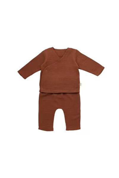 BabyCosy Set of muslin wrap top and long pants, BabyCosy, 100% cotton, Brick