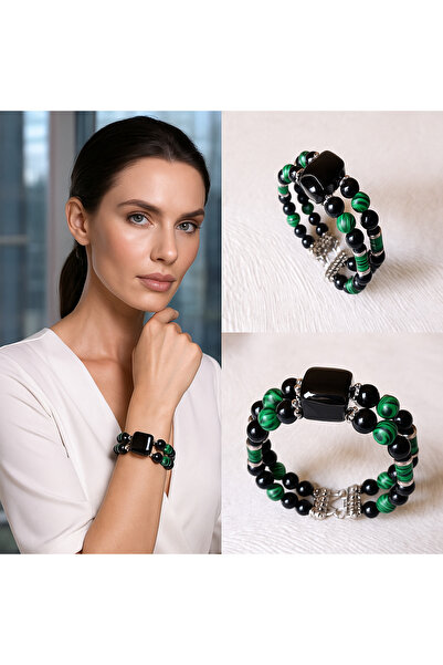 Asteria Elite Nazar Koruması, Güç Ve Denge İçin Oniks Malahit Akik Bileklik