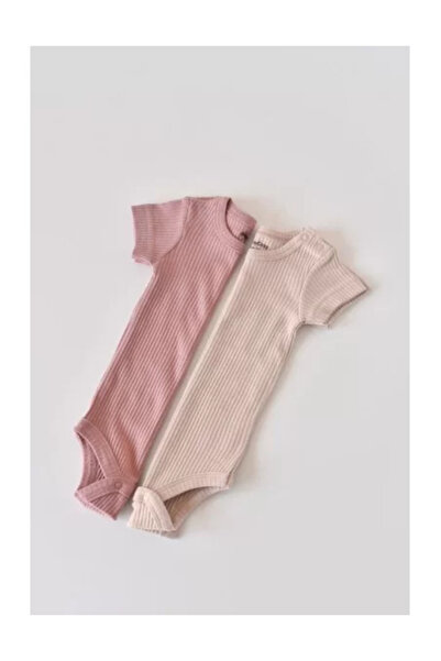 BabyCosy Set of 2 short-sleeve bodysuits made of cotton and modal - Pink/Blush