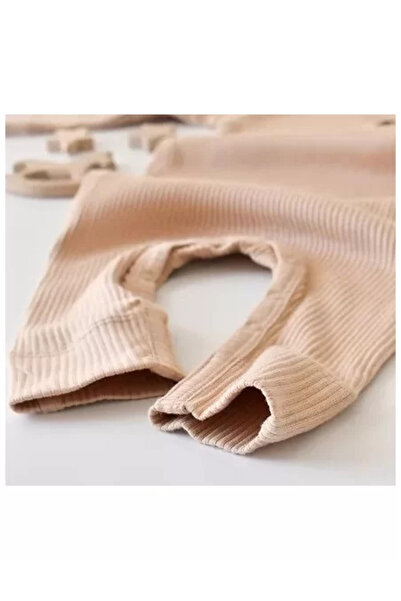BabyCosy Long Sleeve Romper with Long Pants in Cotton and Modal - Salmon (Size: 3-6 Months)