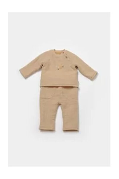 BabyCosy Long sleeve blouse and long pants set made of cotton and modal - Ecru