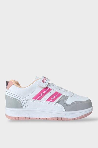 Liger Children's Lace-Up Velcro Kids' Sports Shoes White - Pink