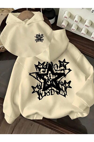 FUFLUNS Star Printed Oversized Unisex Women/Men Hoodie Sweatshirt