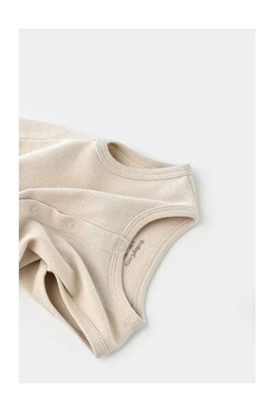 BabyCosy Sleeveless Romper with Shorts - 100% Cotton - Stone