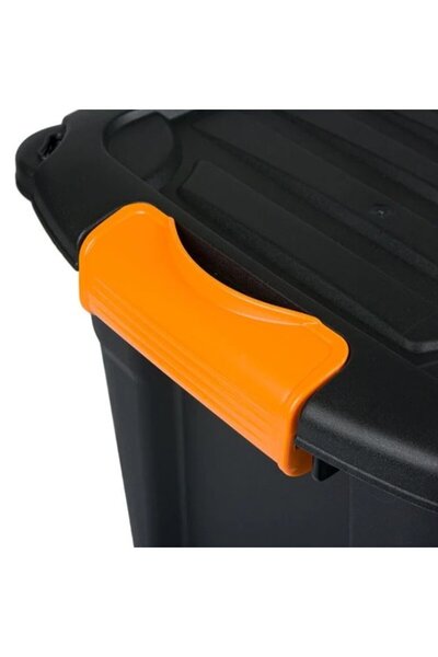 AB HOMES Storage Boxes Made of Durable Plastic, AB HOMES®, with Lid Fasteners, 61 Liters, Black, 61x38x40 cm