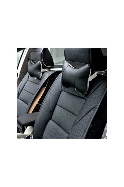 Avex Set 2 buc. perne tetiere auto, pentru sustinere gat din piele ecologica, color NEGRU