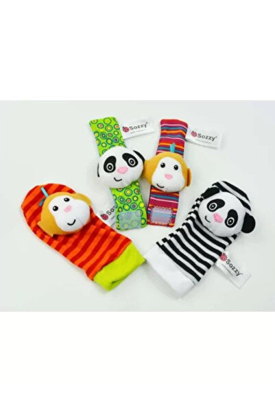 drool Set 4 zornăitoare pentru bebeluși, brățări și șosete - modelul 2