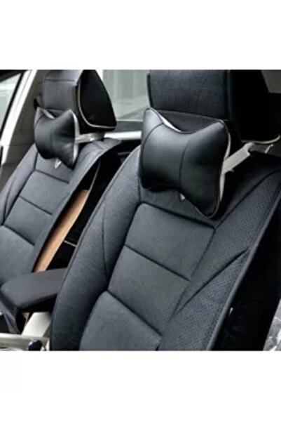 Avex Set 2 buc. perne tetiere auto, pentru sustinere gat din piele ecologica, color NEGRU