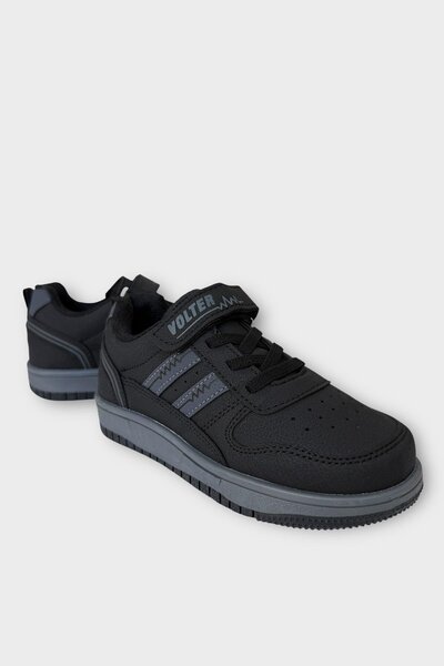 Liger Children's Lace-Up Velcro Kids' Sports Shoes Black - Smoke