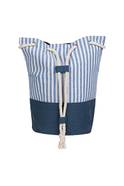 AB HOMES Geanta sac de plaja AB HOMES alba cu dungi bleu – capsa, buzunar int...