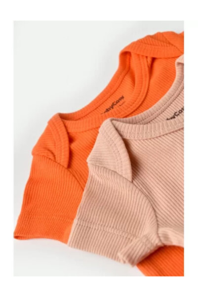 BabyCosy Set of 2 unisex baby bodysuits made of cotton and modal - Pomegranate/Peach