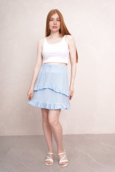 PONÇİK Women's Burumcuk Layered Mini Skirt 24070