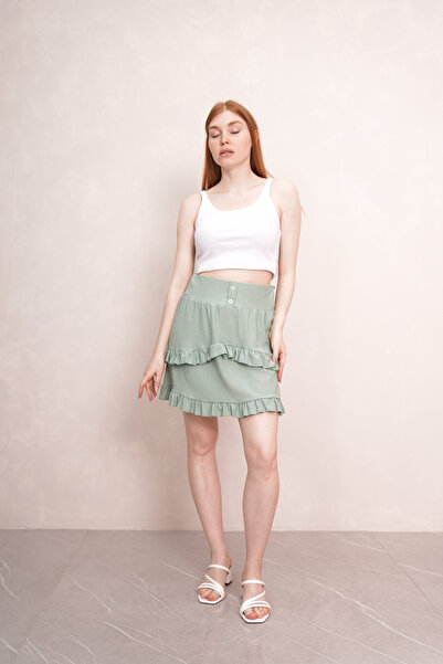 PONÇİK FUSTĂ MINI DE DAMĂ CU VOLANE ȘIRURITE 24070