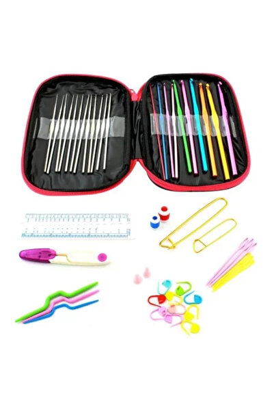 Avex Sada 50 dielikov na háčkovanie v koženom puzdre, perfektný darček pre nadšencov háčkovania alebo vyšívania.