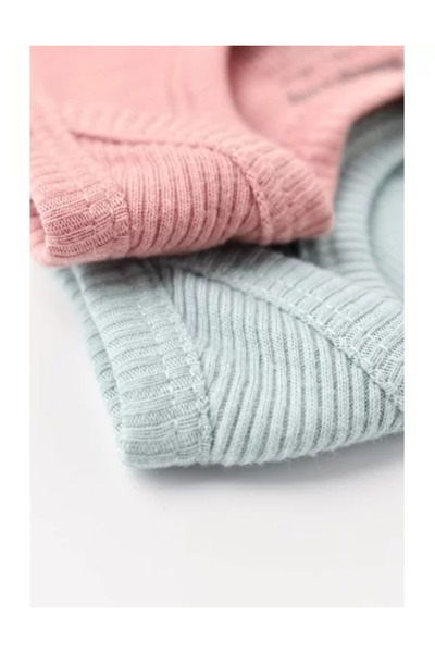 BabyCosy Set of 2 unisex baby sleeveless bodysuits made of cotton and modal - Mint/Rose